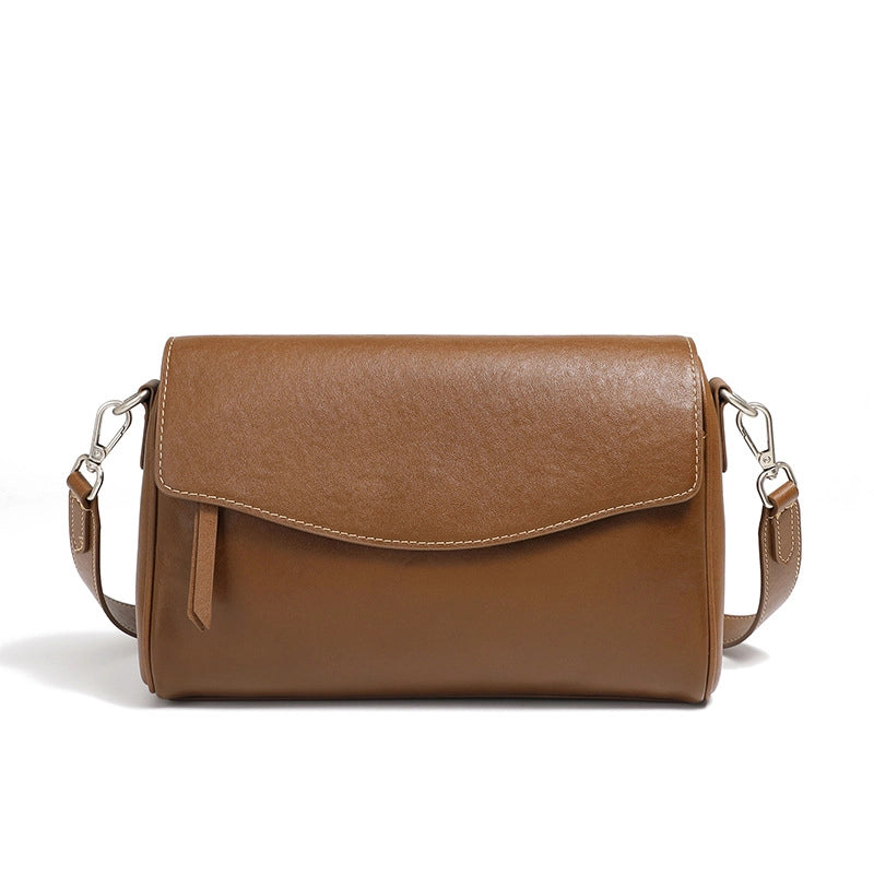 Borsa a tracolla da donna in vera pelle marrone