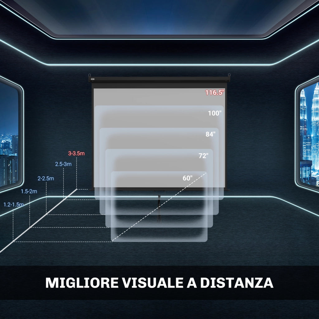 Telo Proiettore 120 Pollici ¨C Minimal ¨C Bianco e Nero 244x183cm