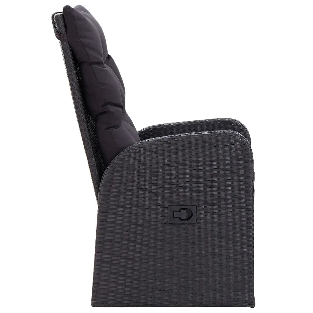 Set da Pranzo da Giardino 9 pz con Cuscini Nero 3099484