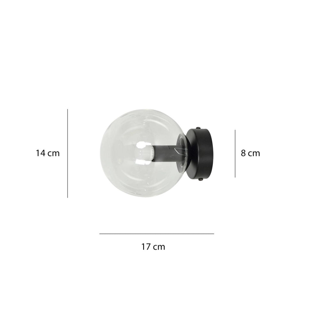 Applique Emibig Rossi nero vetro trasparente 1xE14