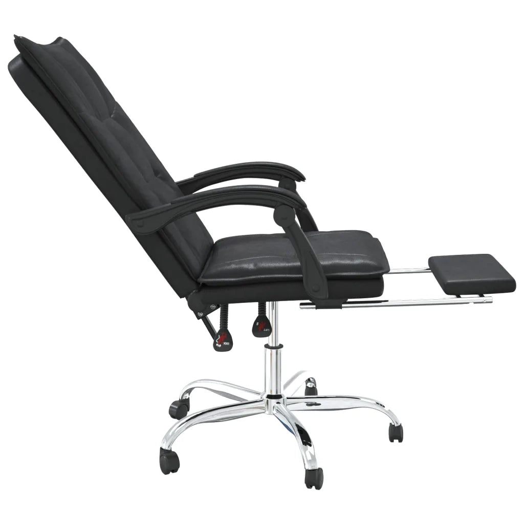 Poltrona | Sedia Relax da Ufficio Reclinabile Nera in Similpelle
