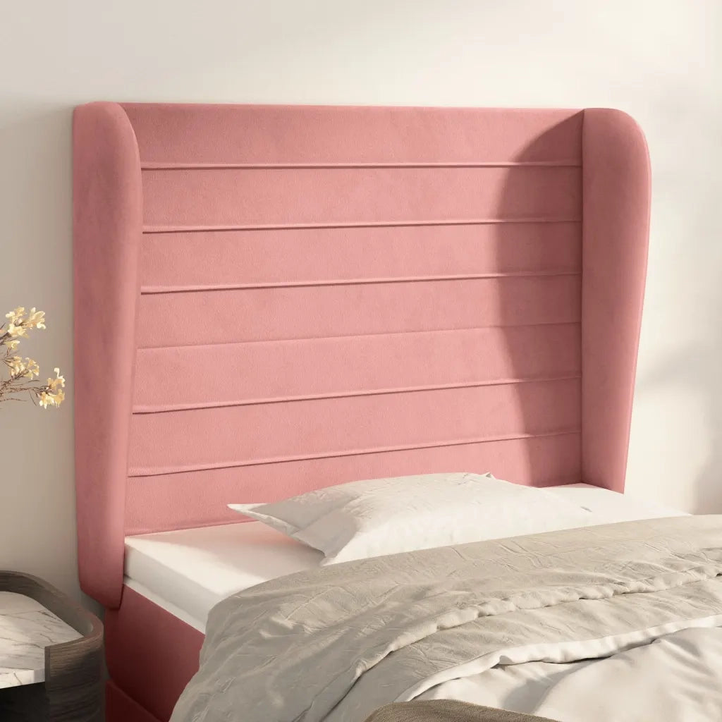 Testiera | Testata ad Orecchio Rosa 83x23x118/128 cm in Velluto