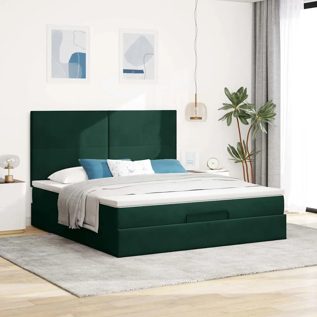 Struttura Letto Pouf con Materassi 160x200 cm Velluto 3313412
