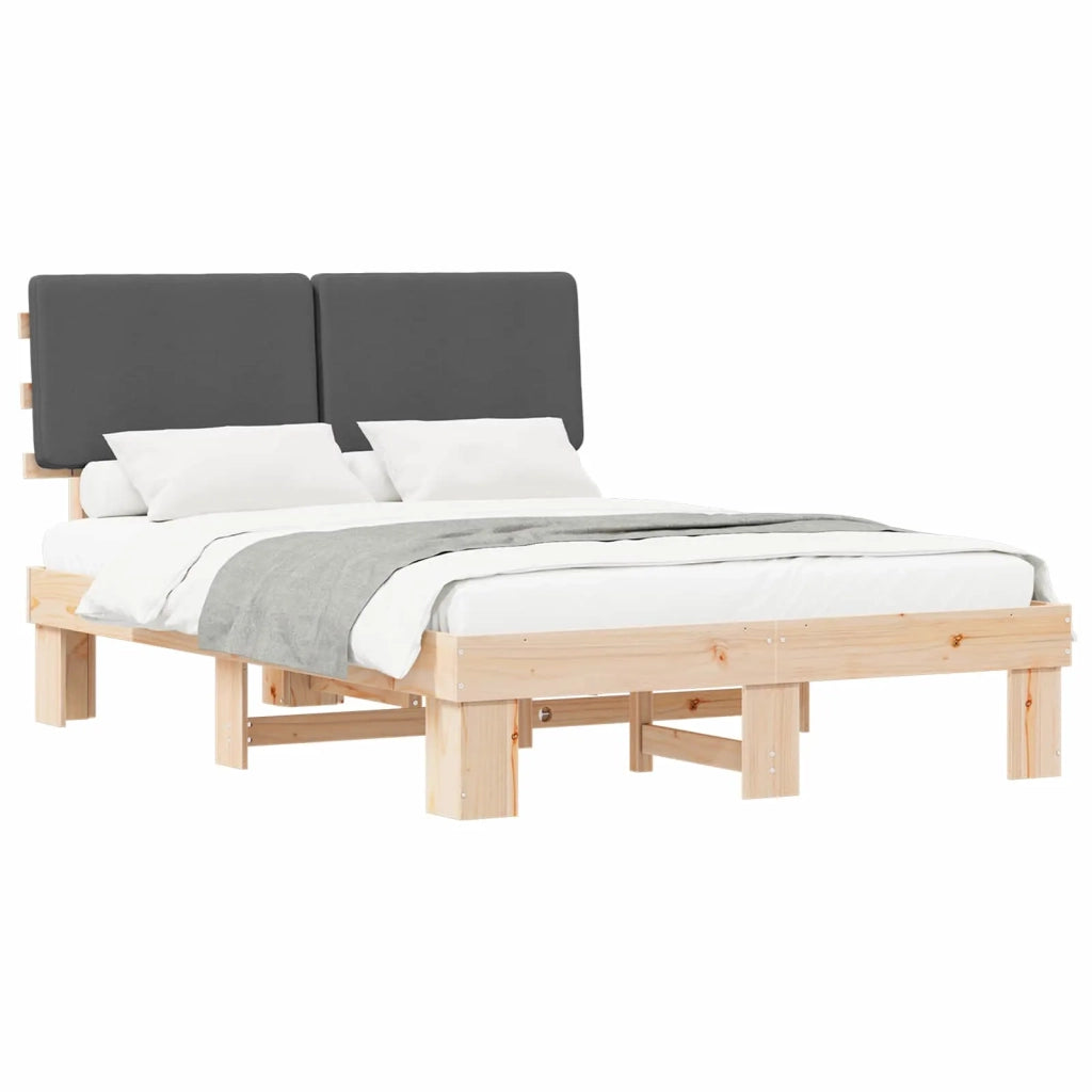 Letto con Testiera Rivestita-Struttura Letto con Testiera Grigio scuro 140 x 200 cm 330875