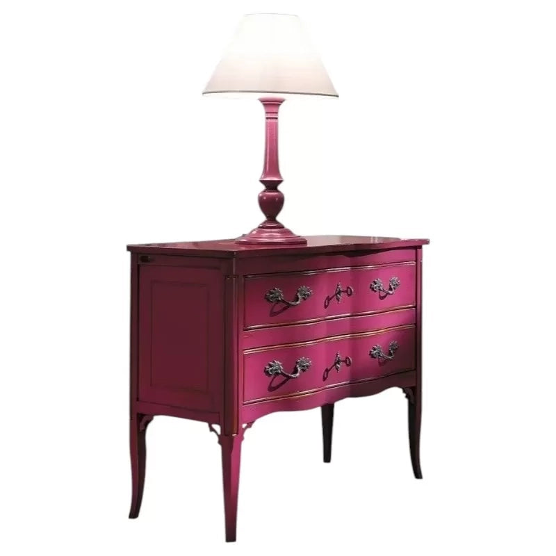 Cassettiera 2 cassetti legno rosa shabby chic 92x44x79 - Mobili 2G