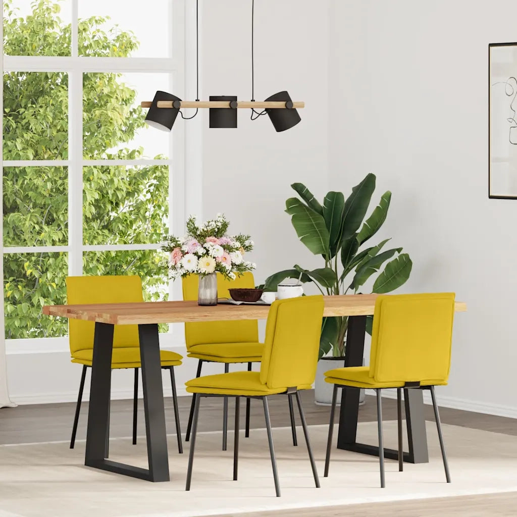 Sedie da Pranzo 4 pz Gialle in Velluto 3315351