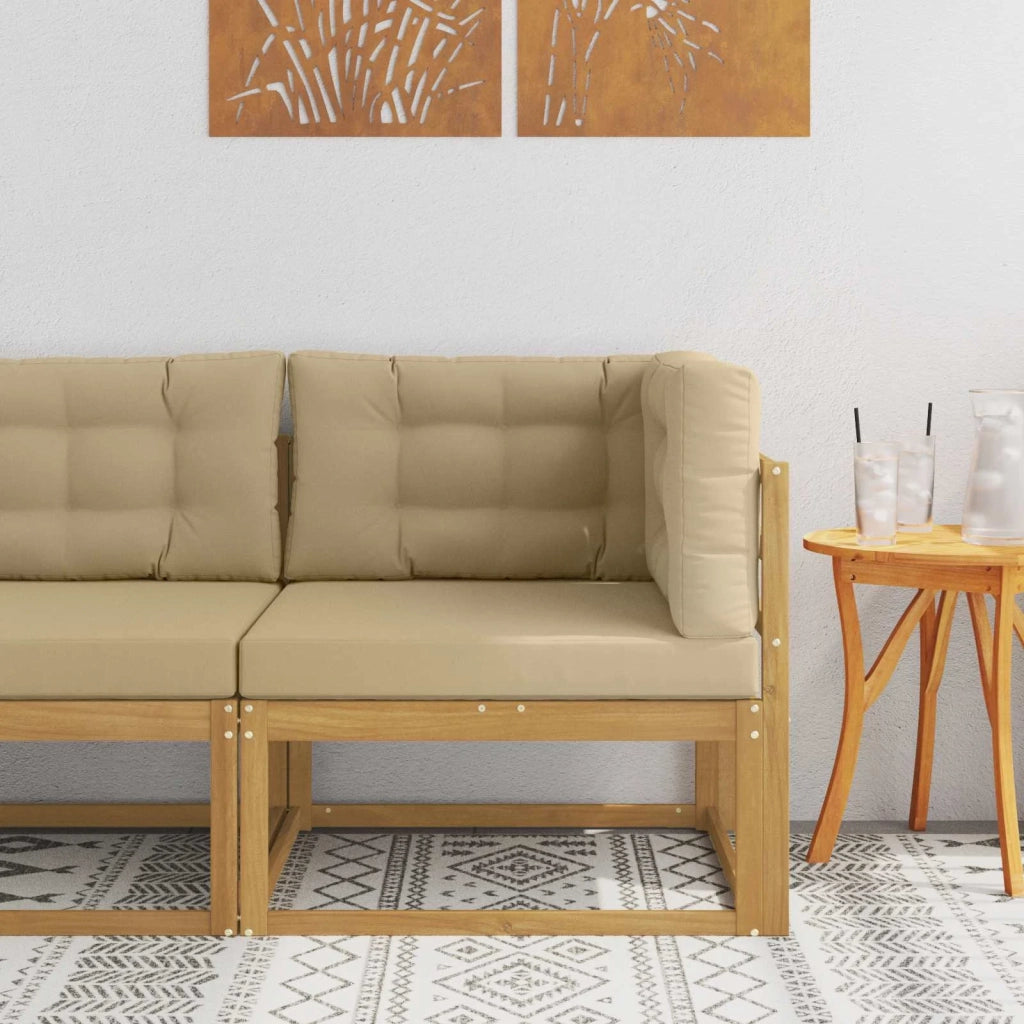 Divano Angolare da Esterno-Divano da Giardino-Divano componibile Poliestere Bianco 291266