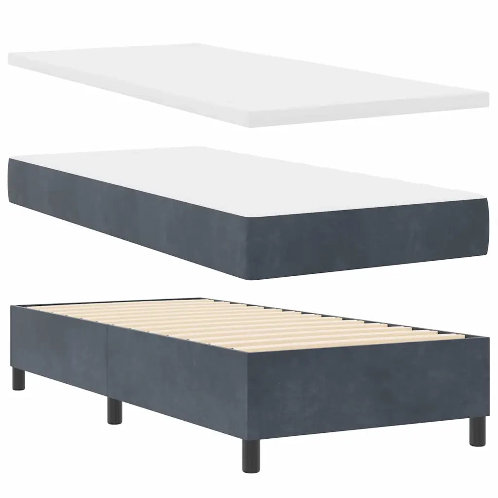 Letto a molle con materasso Grigio scuro 90 x 190 cm Velluto 3339735