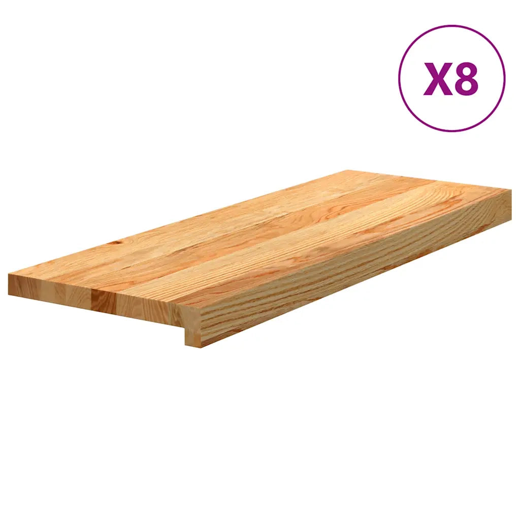 Gradini 8 pz | Tappetini per scale autoadesivi Marrone Chiaro 70x30x2 cm Legno Massello Rovere