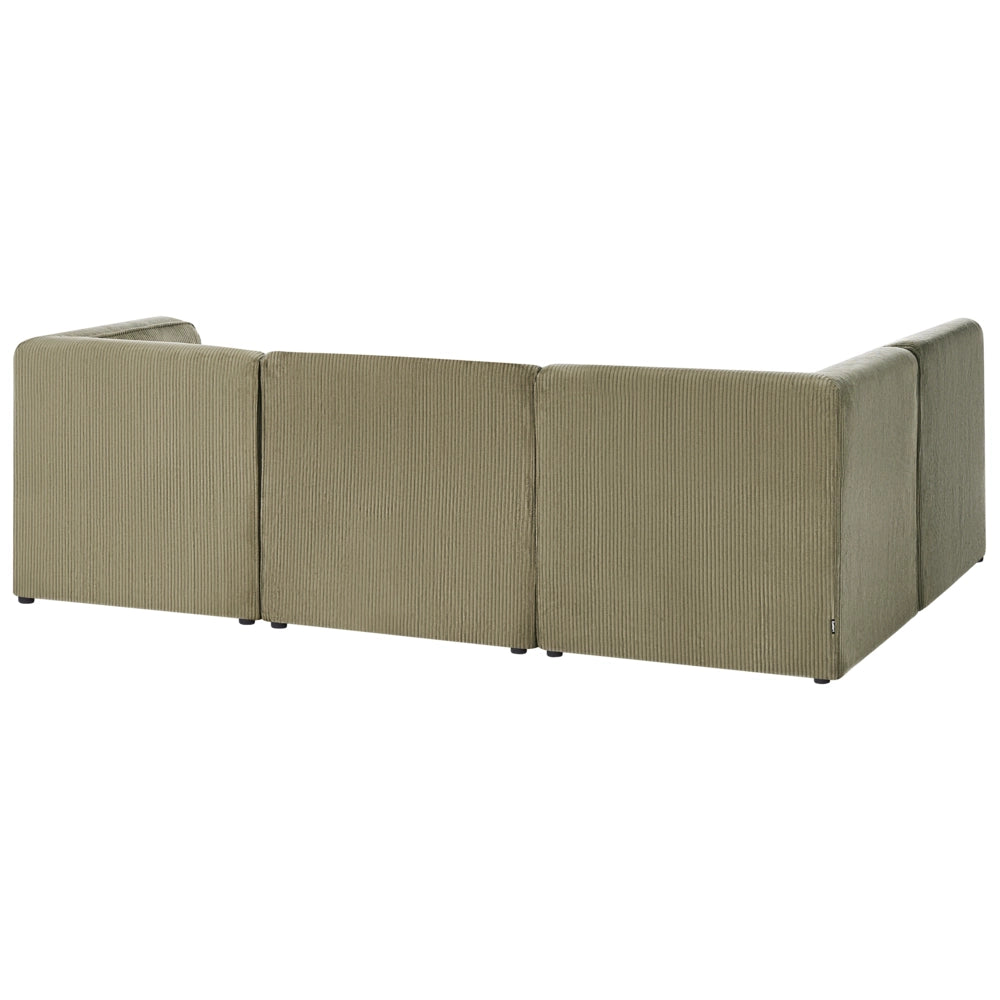 Divano modulare lato destro 4 posti con Ottomana in Velluto a coste verde design moderno soggiorno