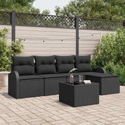 Set Divano da Giardino 6 pcs Nero polyrattan 3346013