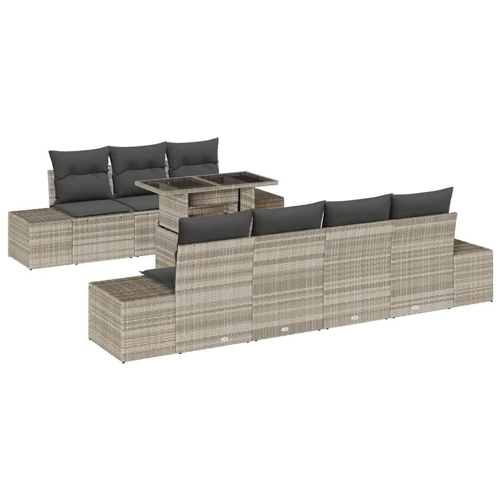 Set di divani con cuscino 8 pcs Grigio chiaro polyrattan 3349128