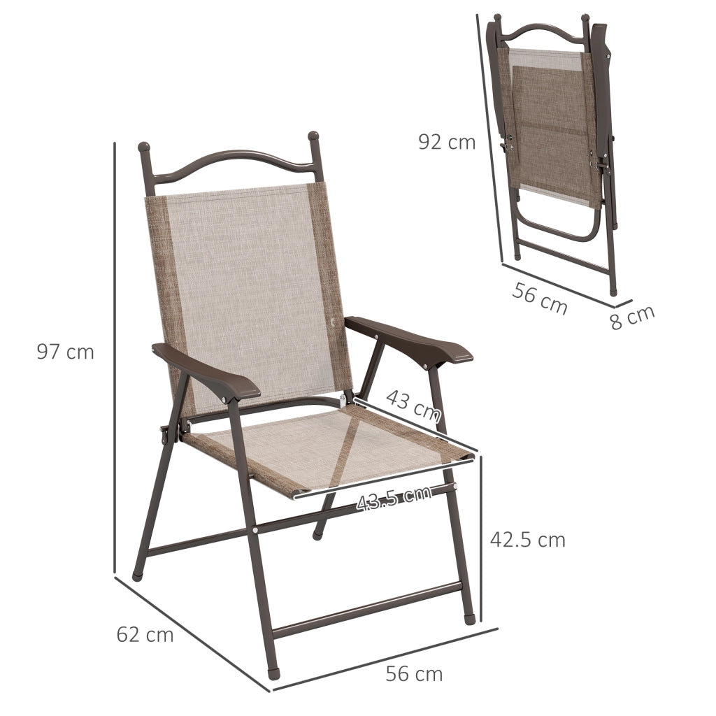 Sedie Pieghevoli con Braccioli ¨C Minimal ¨C Tessuto, Marrone
