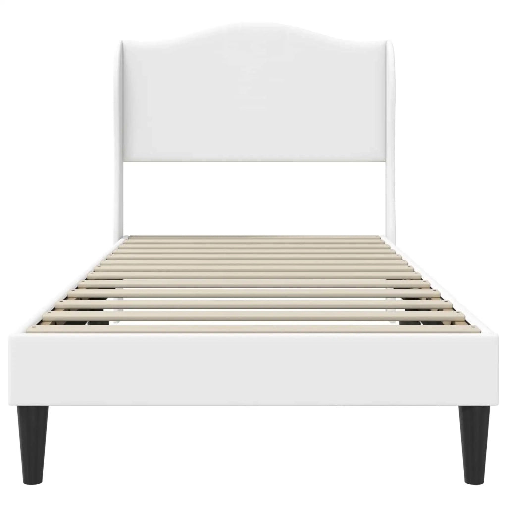 Letto singolo | Letto per adulti | Struttura del letto con testiera Bianco 100 x 200 cm Similpelle