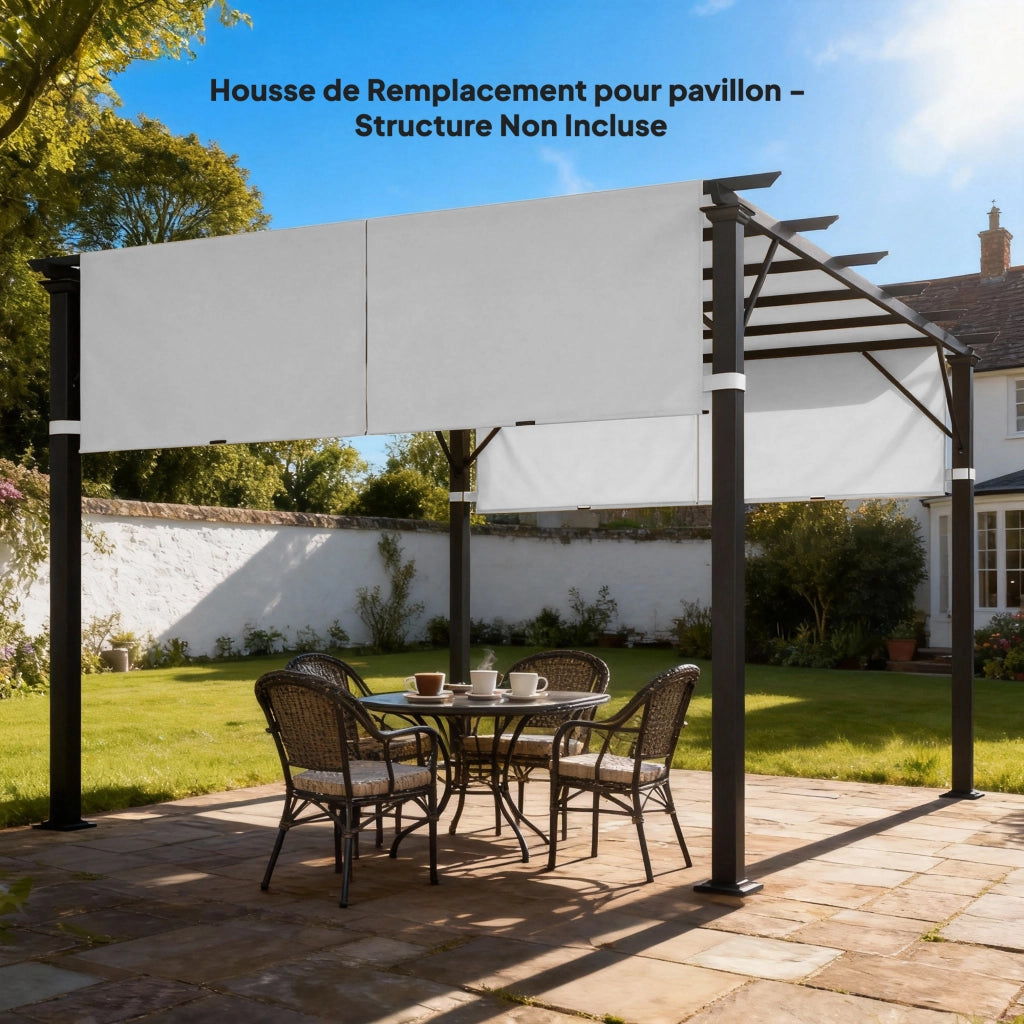 Tenda da Pergola 2 Pezzi ¨C Minimal ¨C Grigio Chiaro Polyester 4.9x1.2m