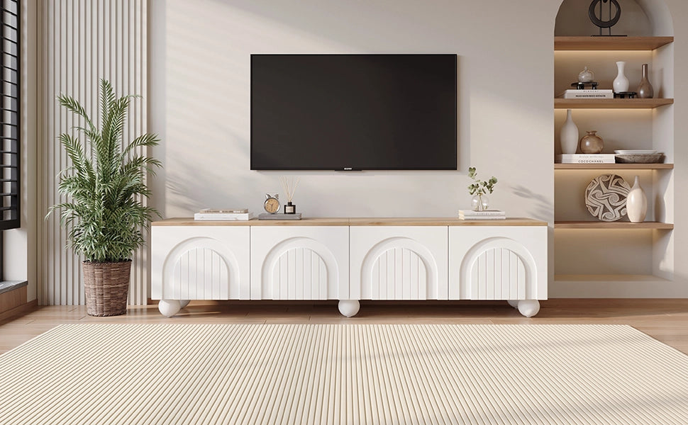 Cassettiera TV bianca e rovere MDF lunghezza 180 cm