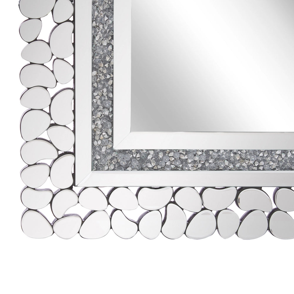 Specchio da parete in argento rettangolare 60 x 90 cm moderno glamour soggiorno camera da letto decorazione