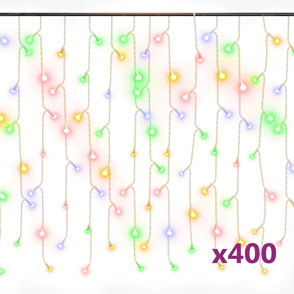 Tenda di Luci LED a Ghiacciolo 10 m 400 LED Colorata 8 Funzioni