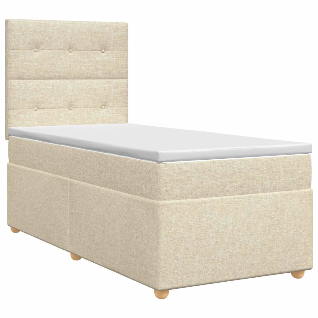 Letto box spring con materasso Crema 100 x 200 cm Tessuto 3453821