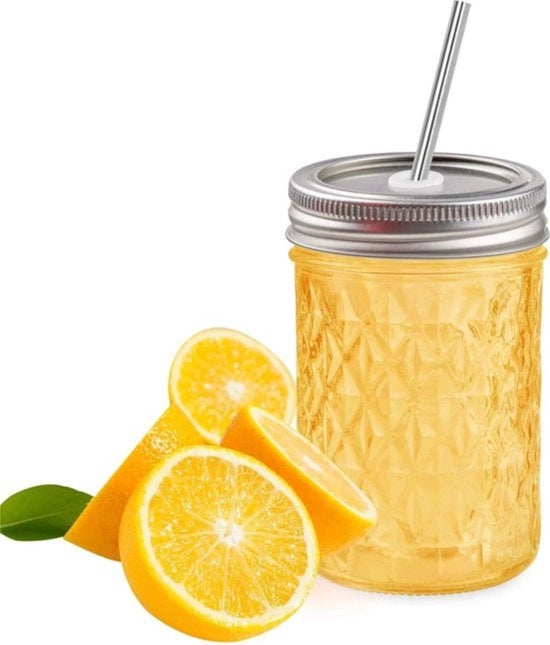 Set di 6 Jarre Mason - Incluso Coperchio - Ideale per Marmellata, Yogurt e Miele - 240 ml