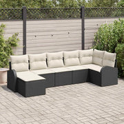Set Divano da Giardino con cuscino 7 pcs Nero Poly Rattan 3346127