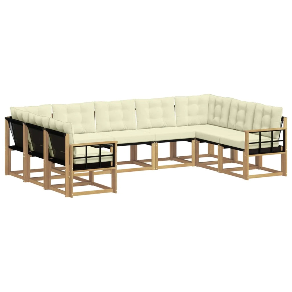 Set di divani da esterno con cuscino 9 pcs Bianco e Crema 3389864