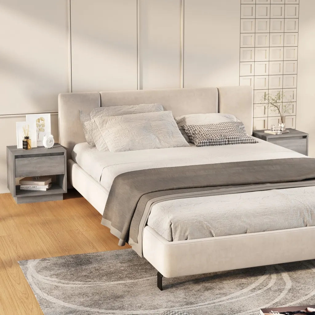 Set di 2 Comodini | Armadio da Notte | Mobiletto da notte Grigio Sonoma 45x34x44 cm in Truciolato