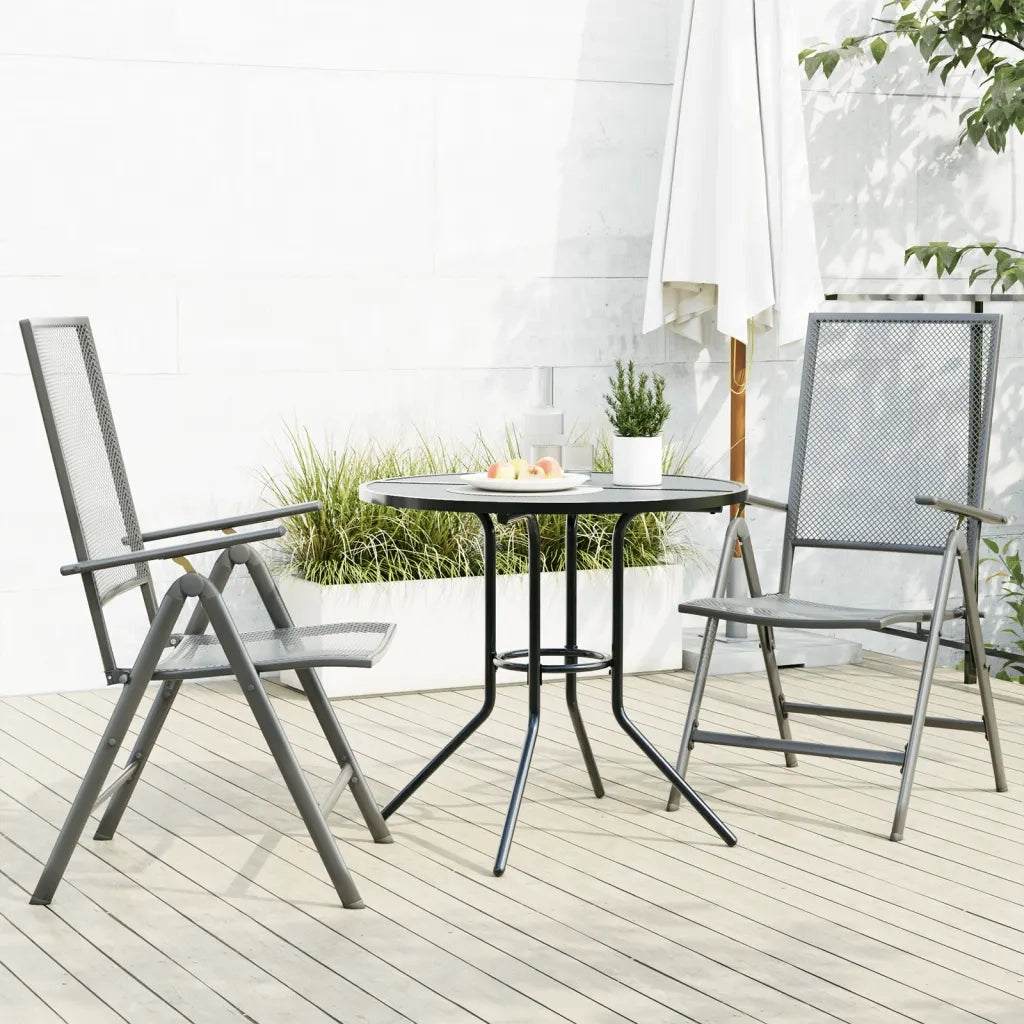 Set Sedie Giardino Reclinabili 3 pz | Sedie da Esterno Antracite Acciaio Verniciato