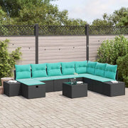 Set Divano da Giardino 9 pz Nero polyrattan 3360777
