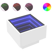 Comodino | Armadio da Notte | Mobiletto da notte con LED Infinity Bianco 40x40x30 cm