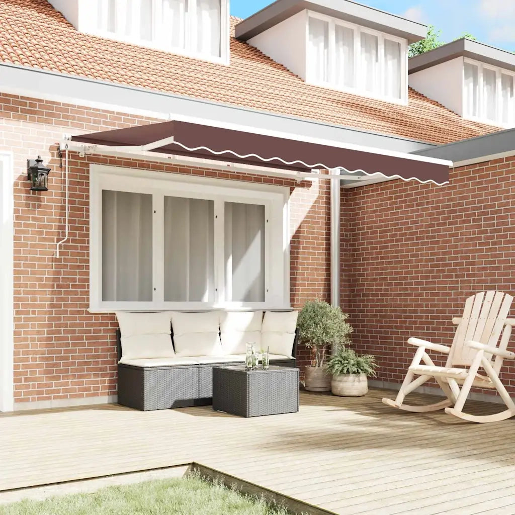 Tenda Retrattile Marrone 350 x 200 cm Tessuto 3329677