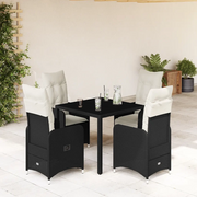 Set Bistrò da Giardino 5 pz con Cuscini in Polyrattan Nero 3276989
