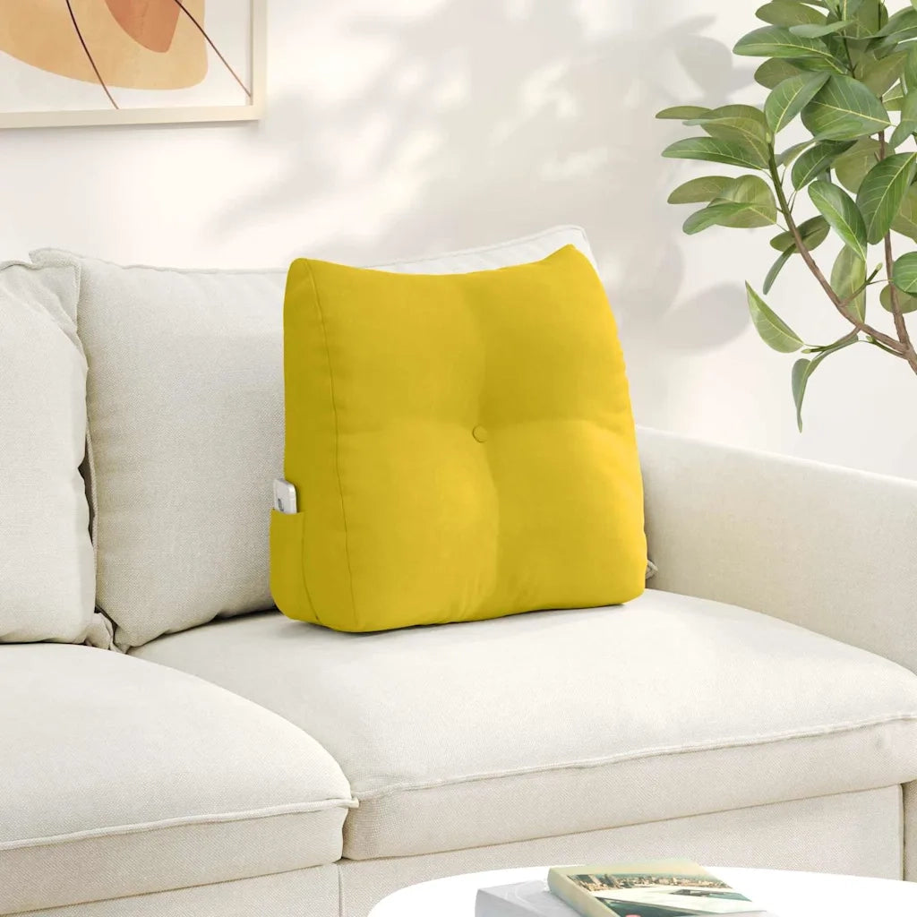 Cuscino per Schiena Giallo 45 x 24 x 50 cm Velluto 42014378