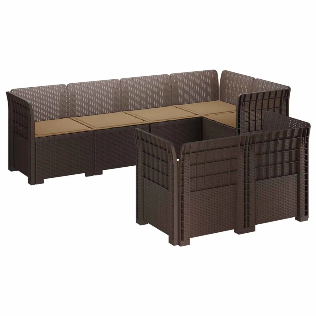Divano 7 Posti da Giardino con Cuscini Aspetto Rattan PP 3444148