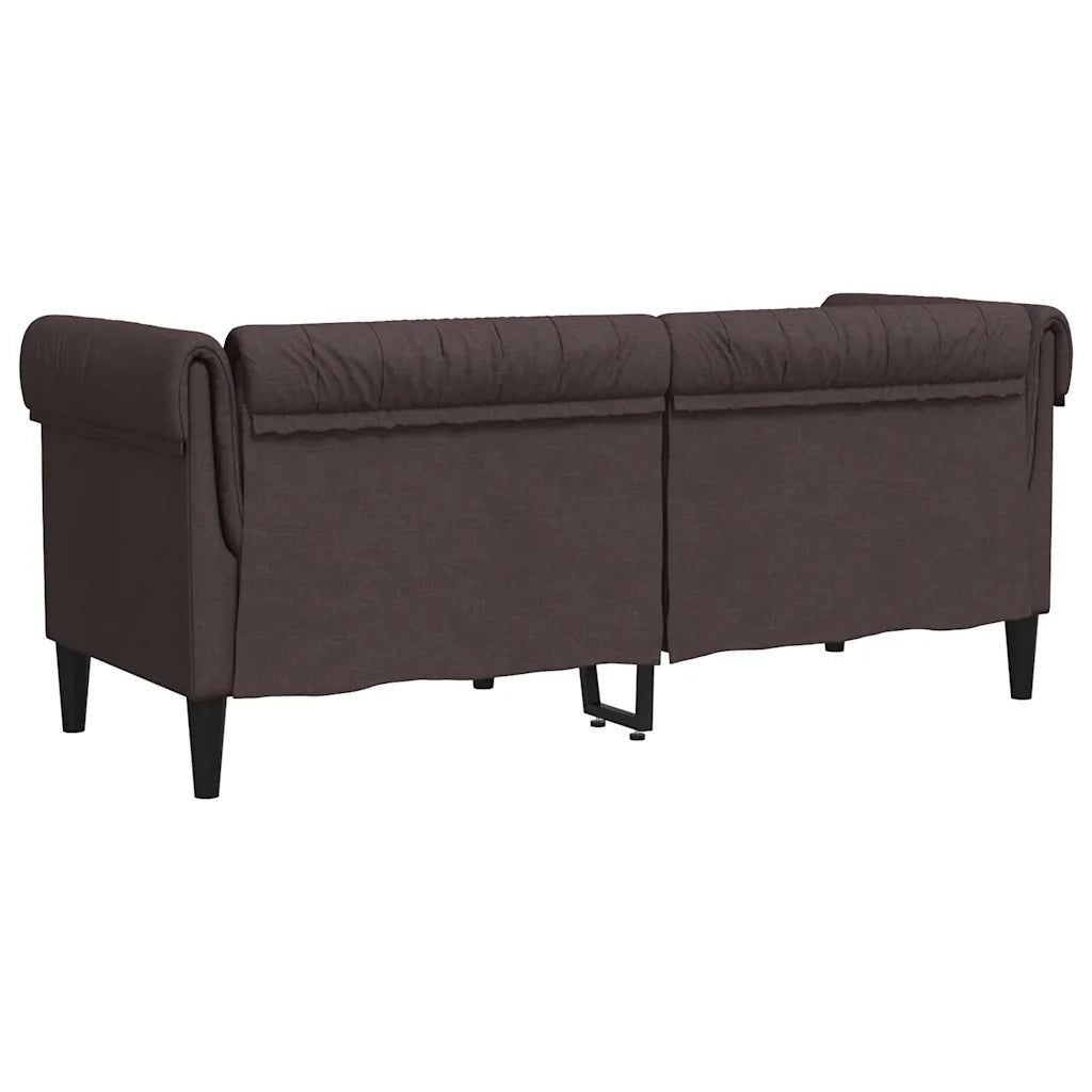 Divano Chesterfield a 2 Posti-Sofa 2 Posti-Divanetto Marrone Scuro in Tessuto