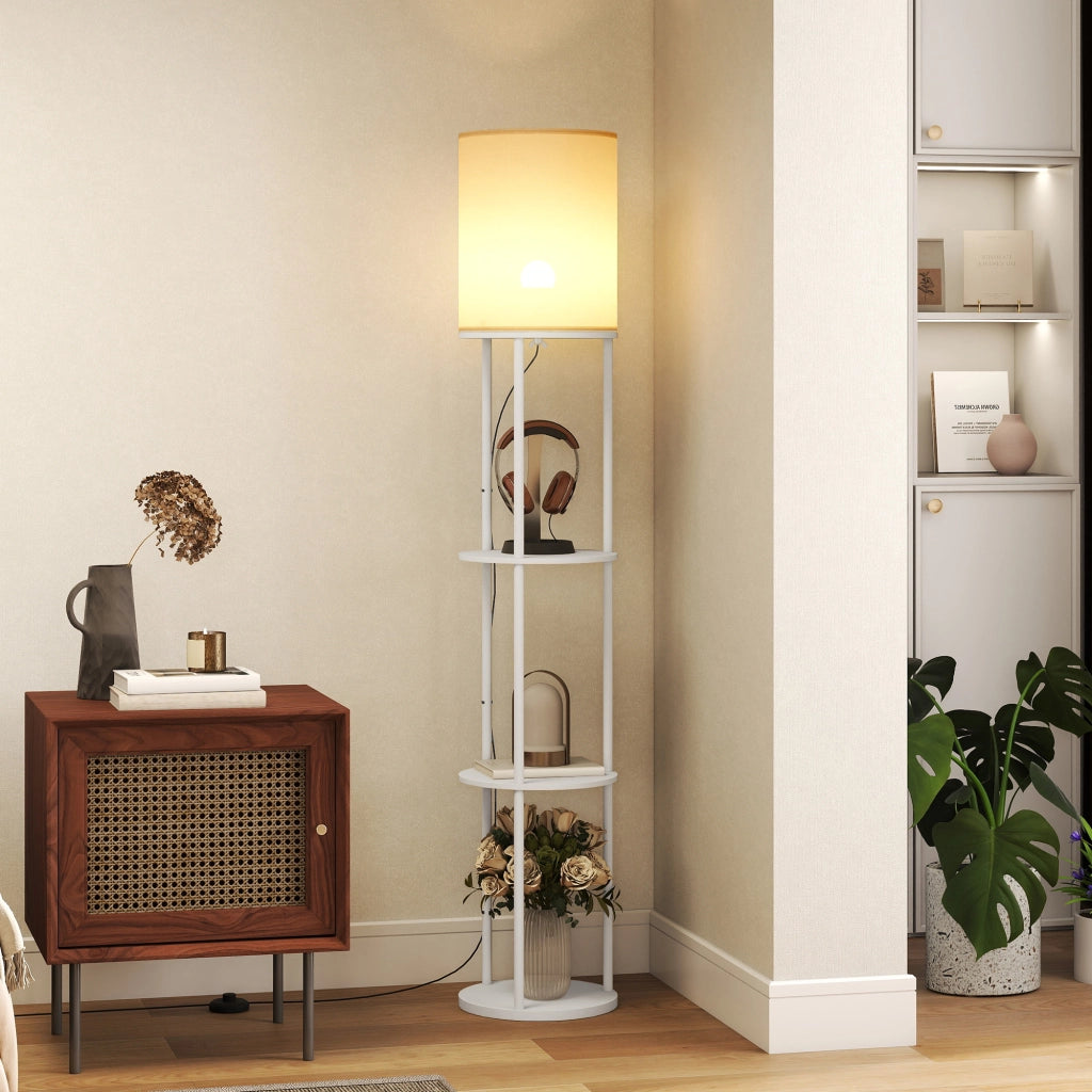 Appendiabiti con scaffale e lampada ¨C zephmum ¨C bianco