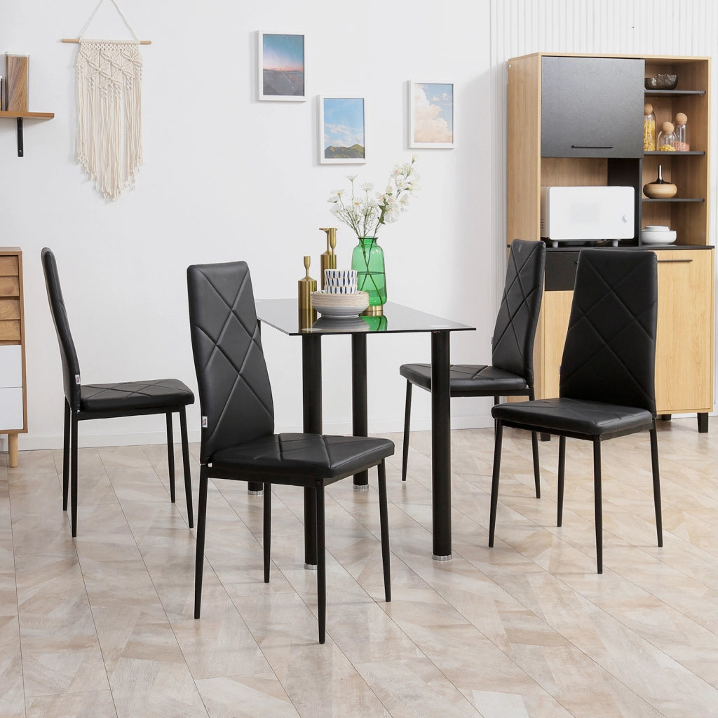 Set 4 Sedie da Pranzo ¨C Xylo ¨C Schienale Alto Rivestimento Sintetico Gambe Acciaio Nero