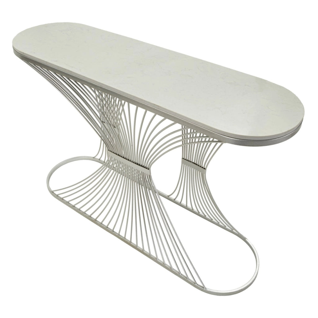 Console Stripe argento in ferro e marmo 120x35x79 cm