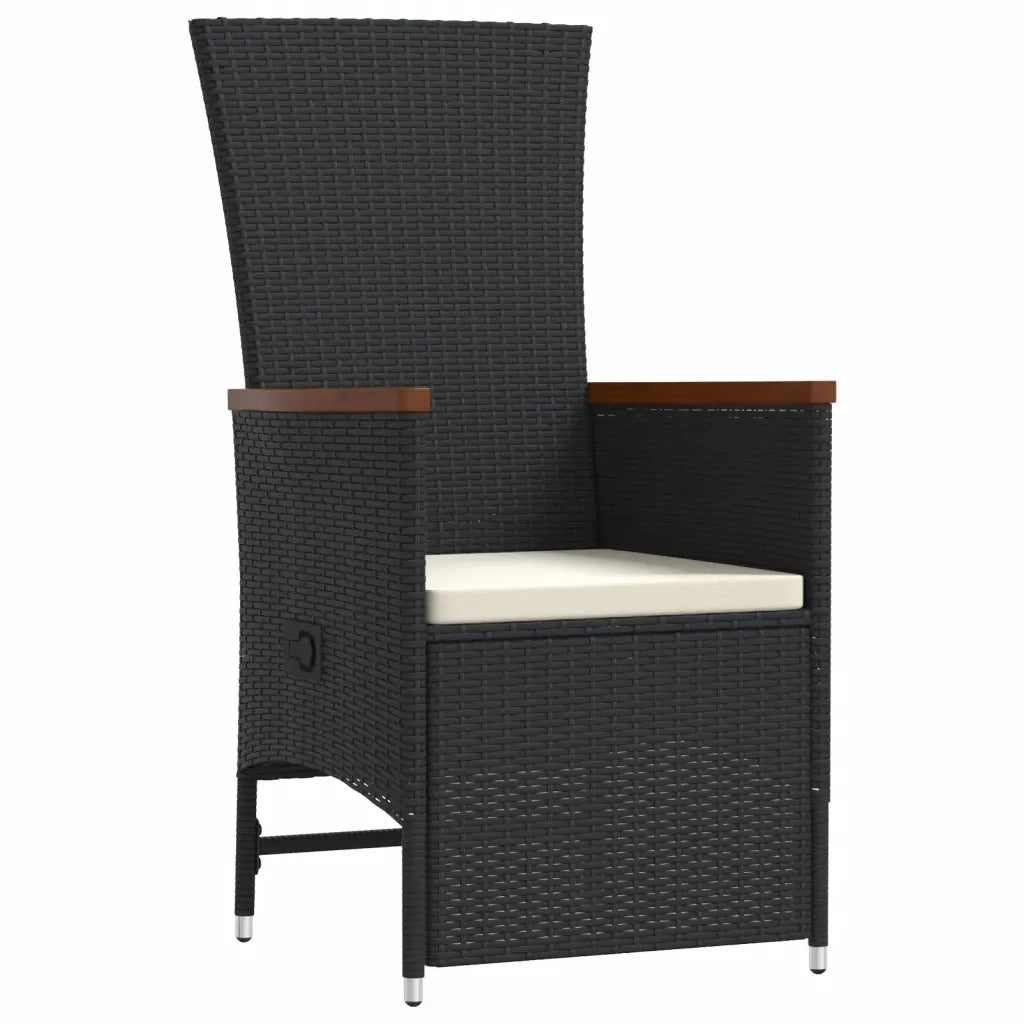 Set da Pranzo da Giardino 9 pz con Cuscini Nero in Polyrattan 3277535