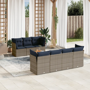 Set Divani da Giardino 8 pz con Cuscini Grigio in Polyrattan
