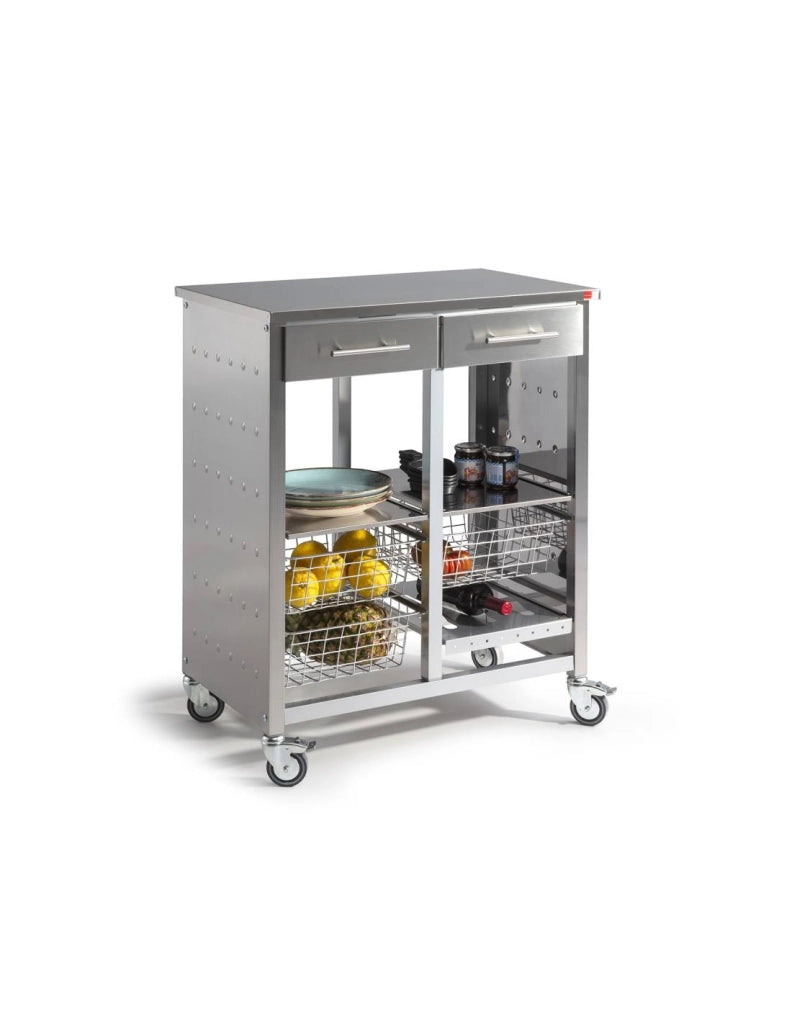 Carrello da cucina grande, molto elegante e con grande capacità, MALMÖ INOX