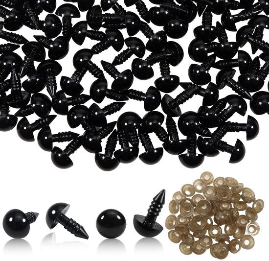 Occhi in Plastica di Sicurezza - 10 mm - 50 pezzi - Ideali per Marionette