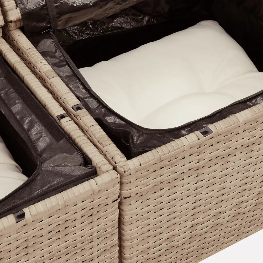 Set Divani da Giardino 7 pz con Cuscini Beige in Polyrattan 3256352