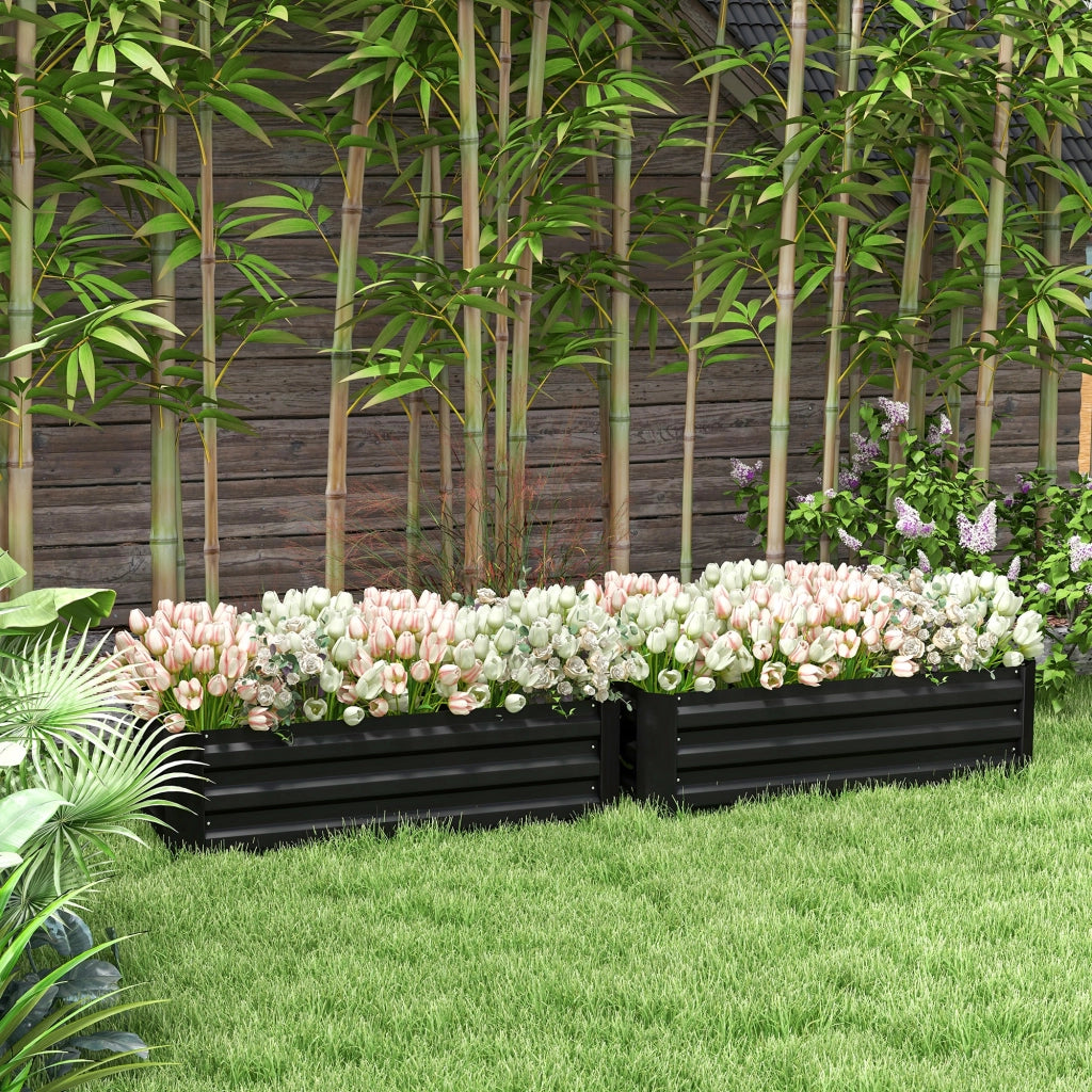 2 Pezzi Tavolo da Giardino ¨C Minimal ¨C Nero Acciaio 100x50x30 cm