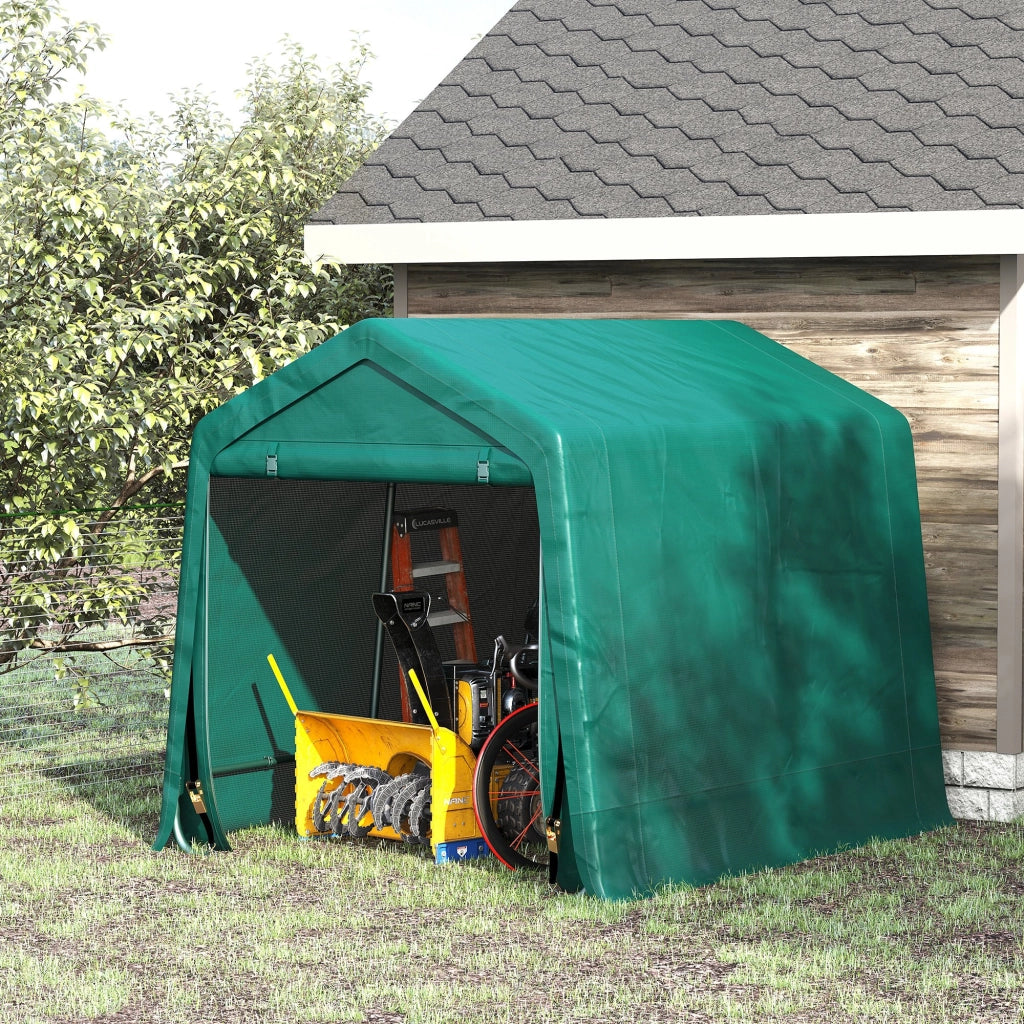 Garage per Moto e Biciclette 2.4x2 m ¨C Minimal ¨C Verde, Metallo e Tessuto PE