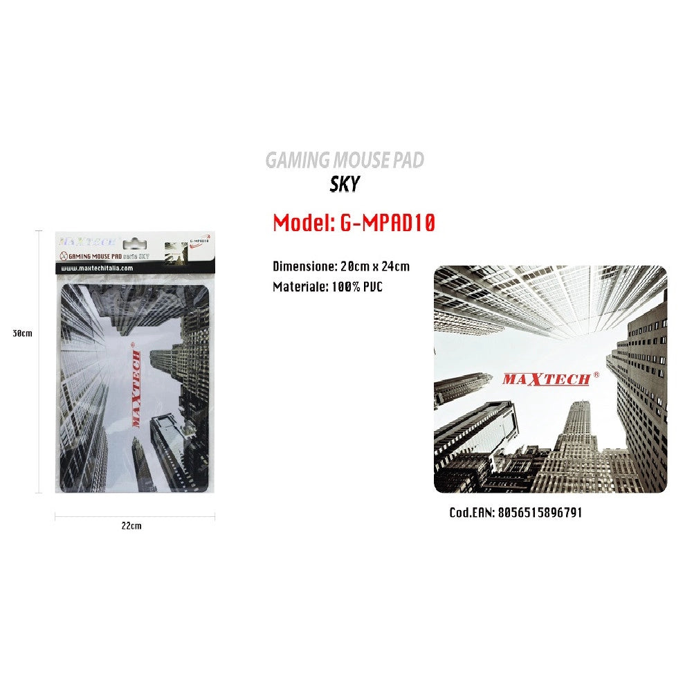 Trade Shop - Tappetino Mouse Pad Tappeto Poggiapolso Gaming Serie Sky Cielo Pc Maxtech G-mpad10 -