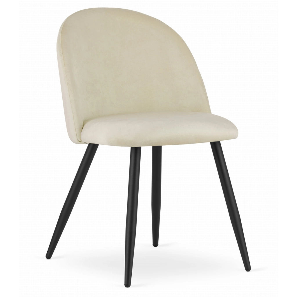 Sedia Bello in velluto beige e gambe in metallo nero