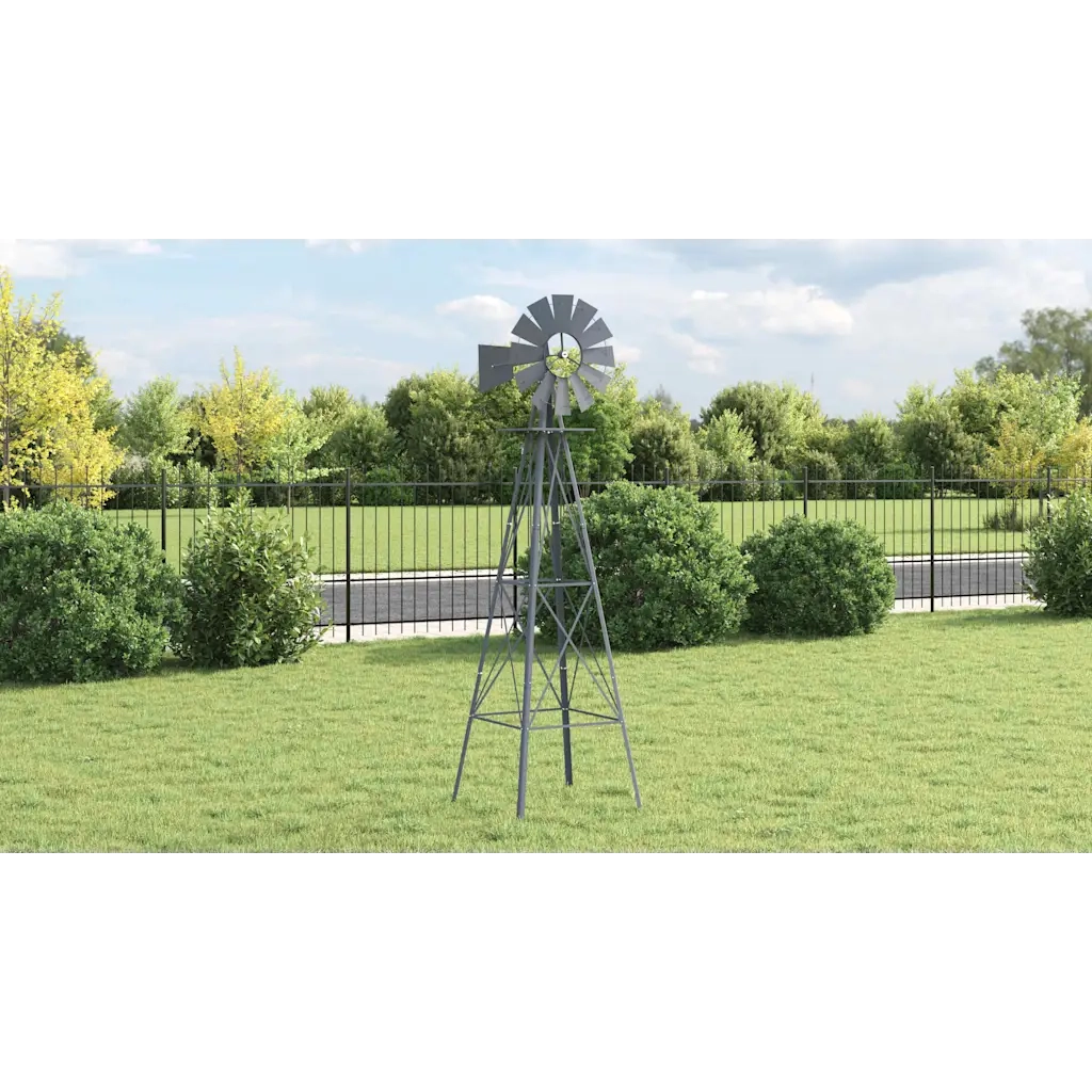 vidaXL Mulino a vento Grigio 84 x 68 x 245 cm Ferro