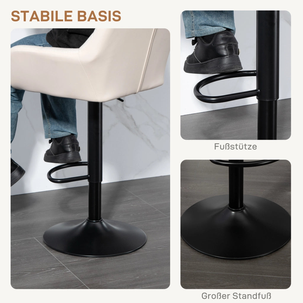 Sgabelli 2 Pezzi Design Retr¨° Altezza Regolabile ¨C Zephmum ¨C Ecopelle Creme + Nero