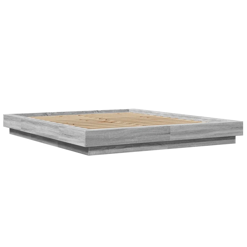 Letto matrimoniale | Letto per adulti | Giroletto Grigio Sonoma 160x200 cm in Legno Multistrato